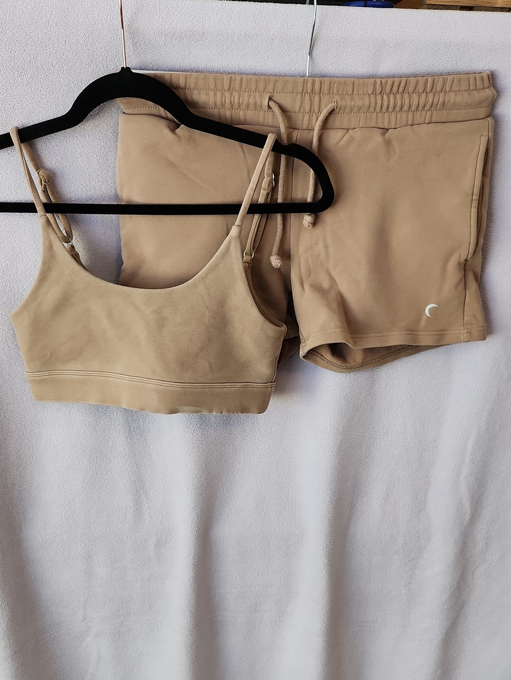 ZYIA Beige Lounge Comfort Bra & Drawstring Shorts Set